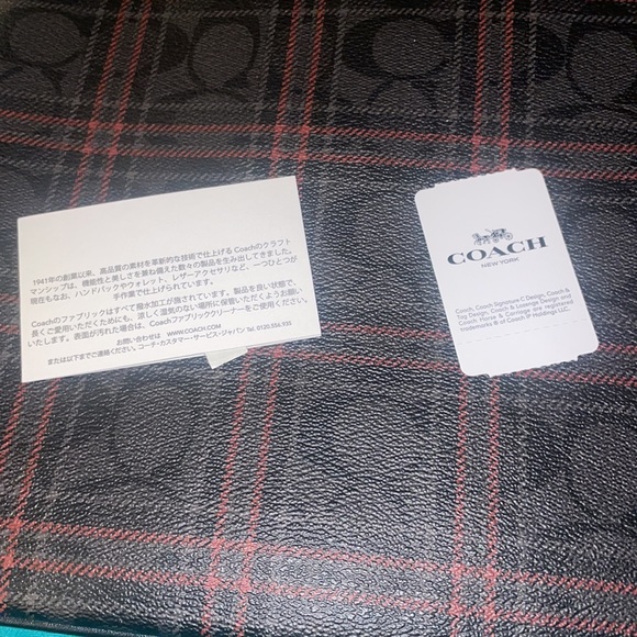 Coach Leather Plaid Signature Brown and Burgundy Pouch, computer case NWT - Picture 3 of 3